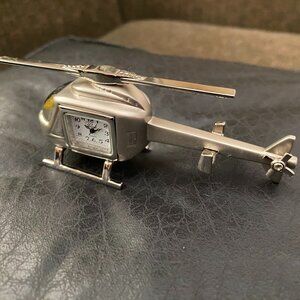 Platinum brand silver tone Helicopter desk clock is stylish and unique